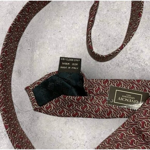 NEW GIVENCHY Silk Tie ITALY Burgundy Chain W:3.7" - Picture 5 of 7